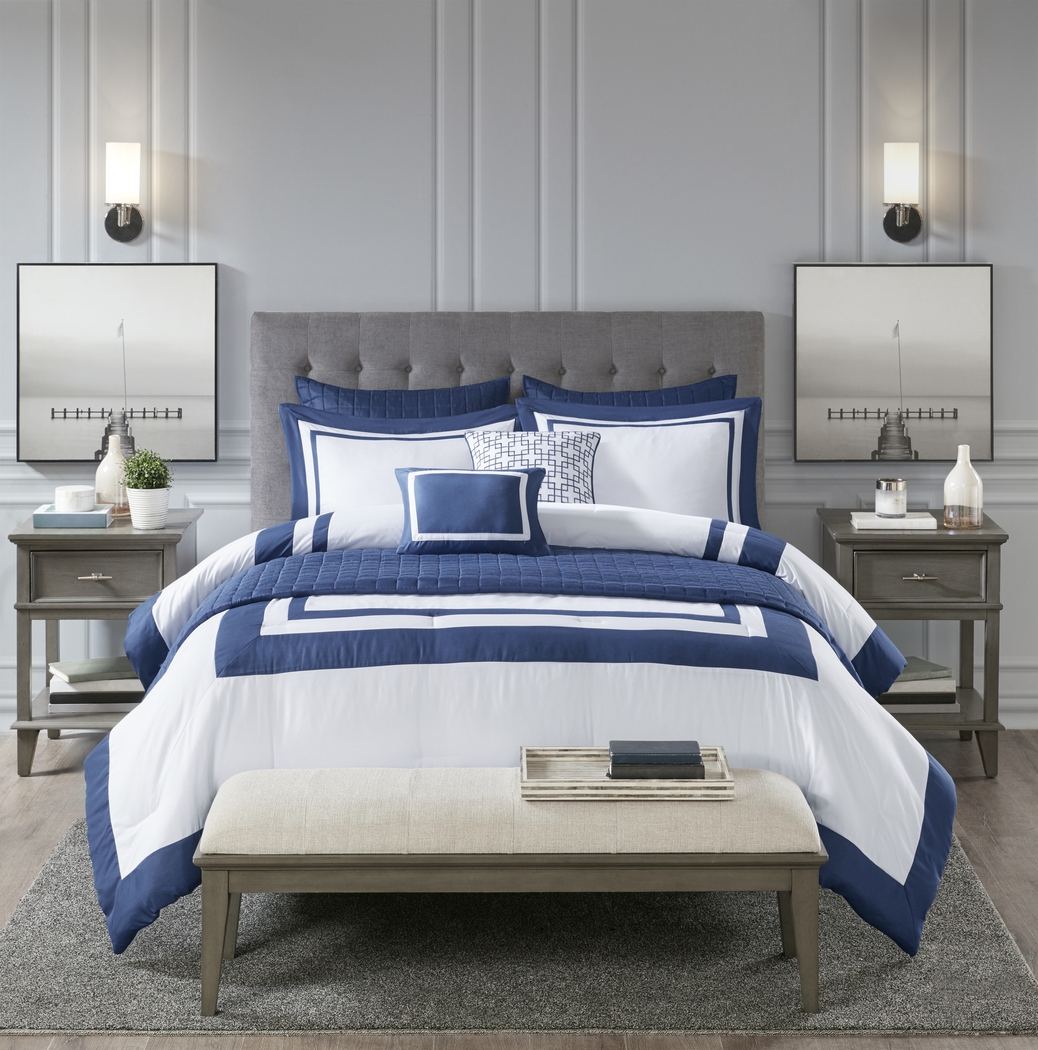 Noemy Navy 8 Pc King Coverlet Set - Thumbnail - Image 1