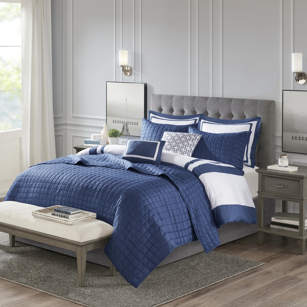 Noemy Navy 8 Pc Queen Coverlet Set - Thumbnail - Image 3