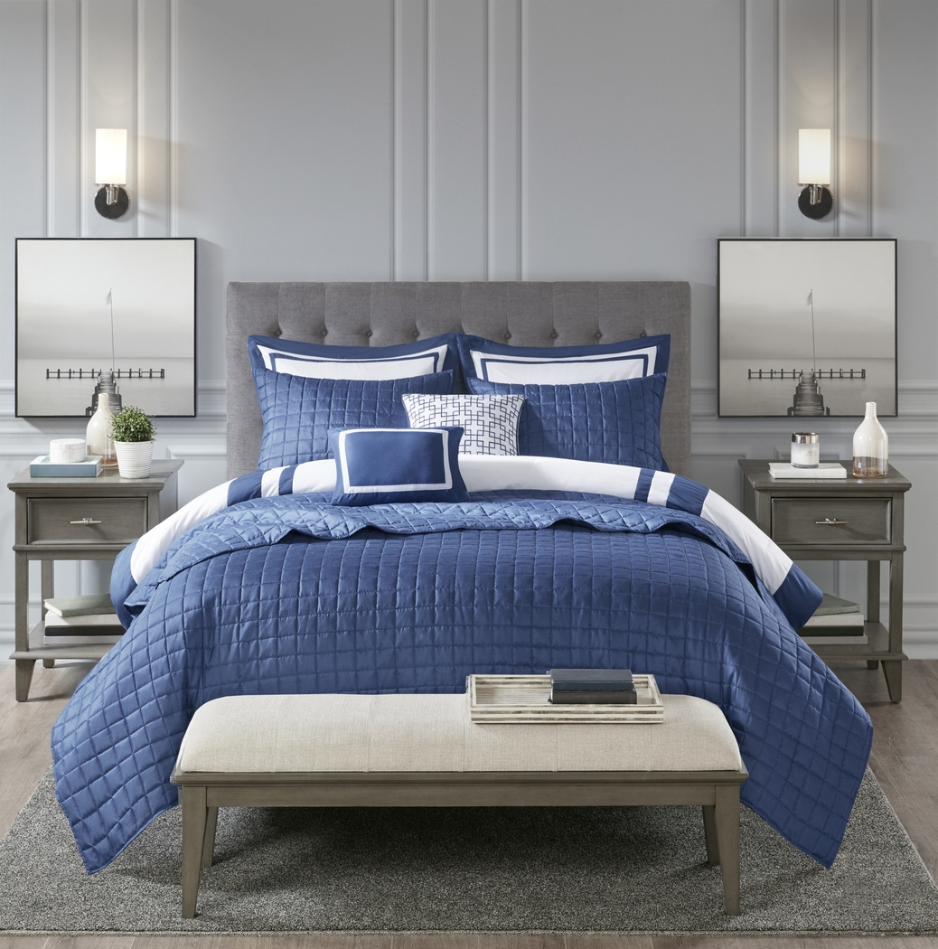 Noemy Navy 8 Pc Queen Coverlet Set - Thumbnail - Image 4