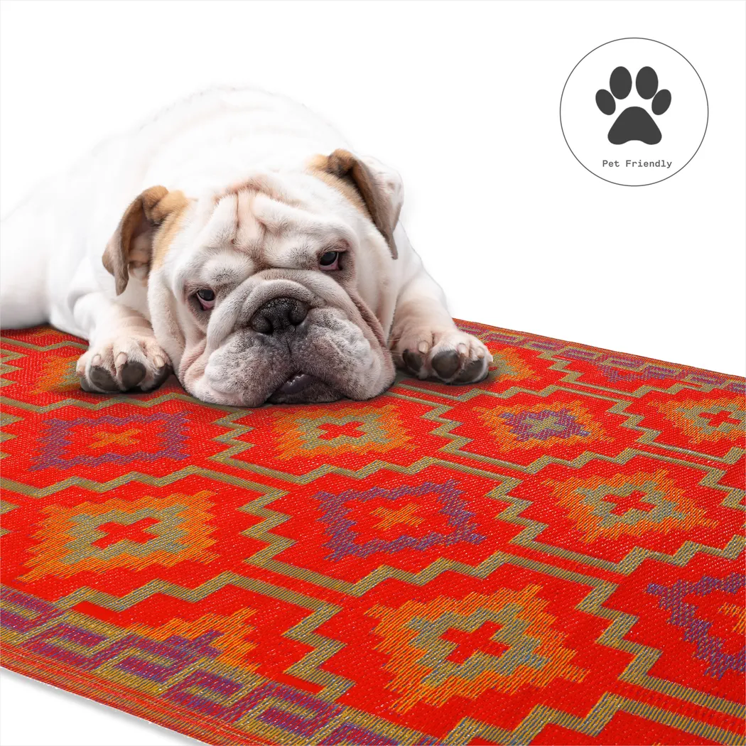 Nofezi Orange 6' x 9' Indoor/Outdoor Rug - Thumbnail - Image 3
