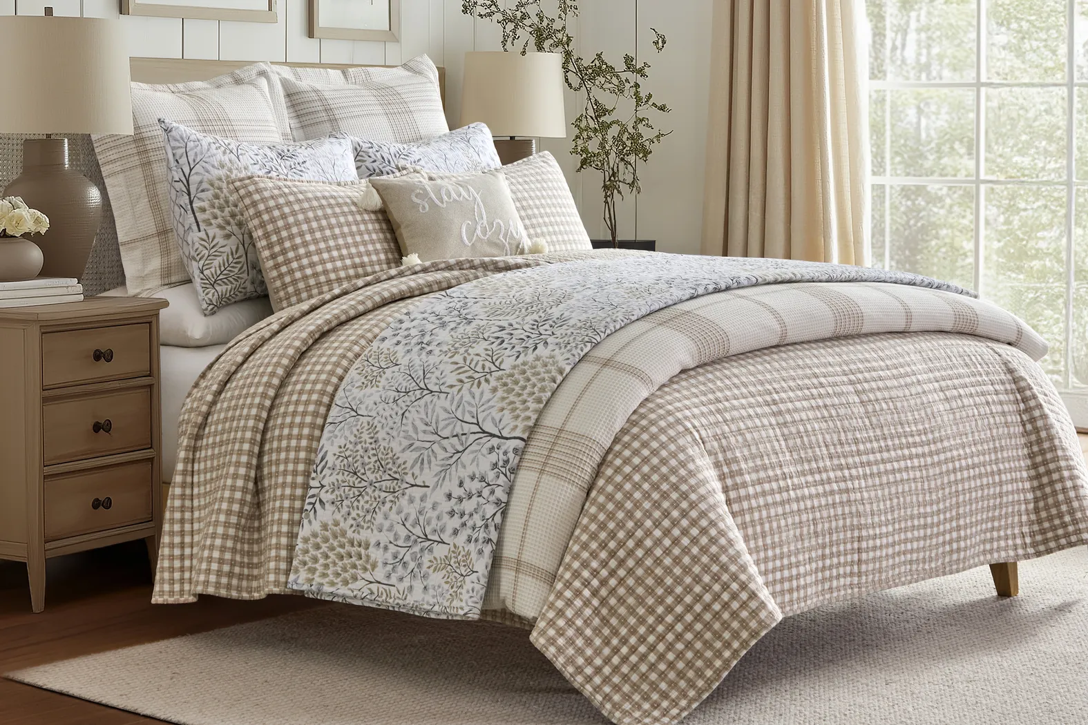 Nomalu Cream 3 Pc Full/Queen Quilt Set - Thumbnail - Image 4
