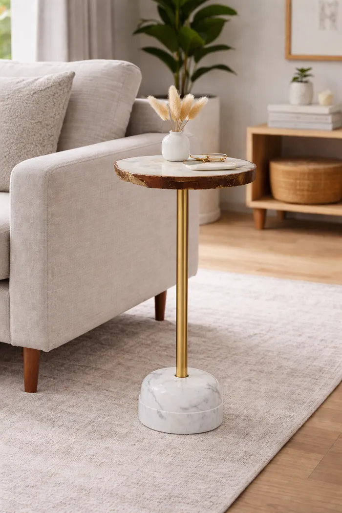 Nonci Gold/White Accent Table - Thumbnail - Image 2