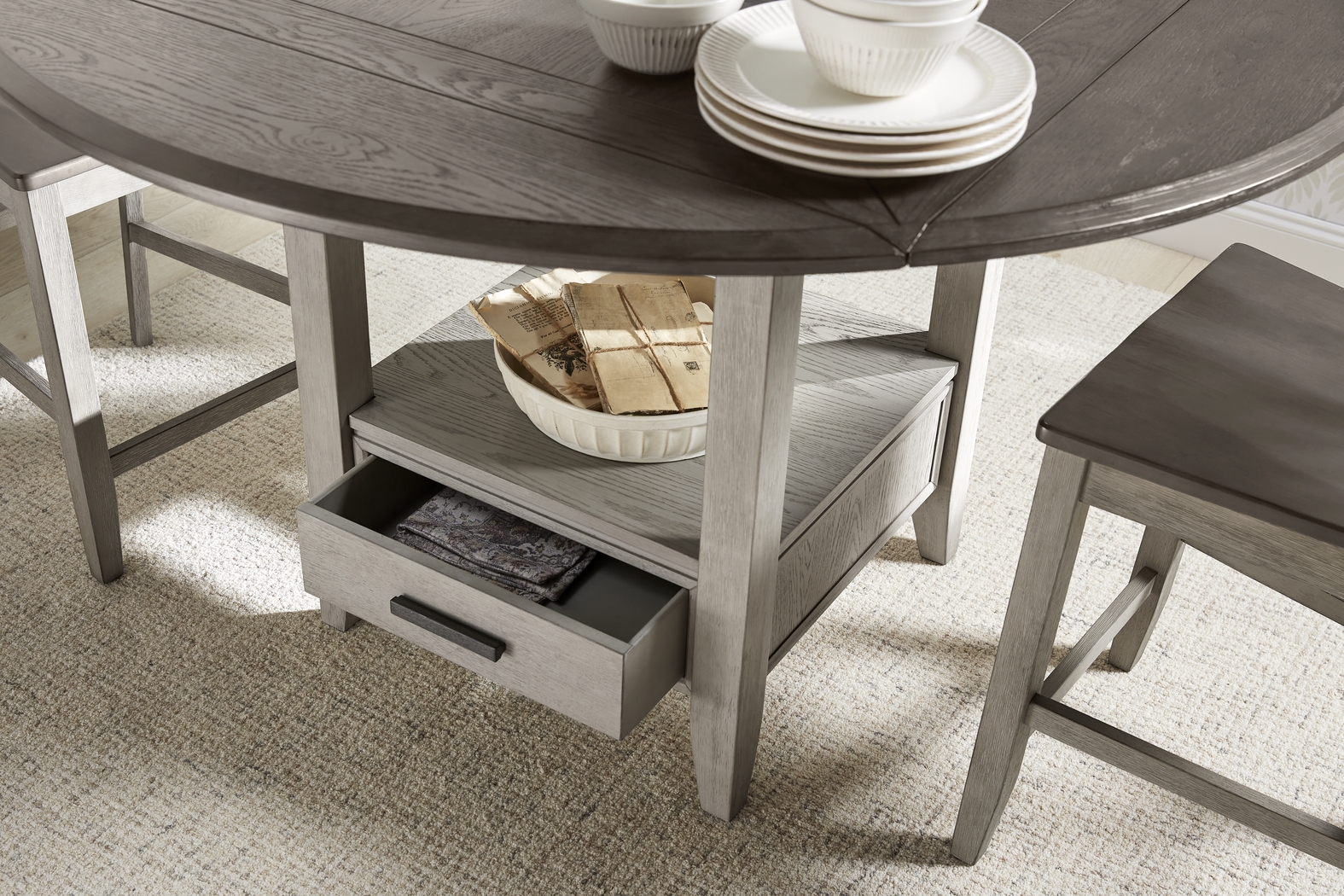 North Fork Gray Counter Height Drop Leaf Dining Table - Thumbnail - Image 3