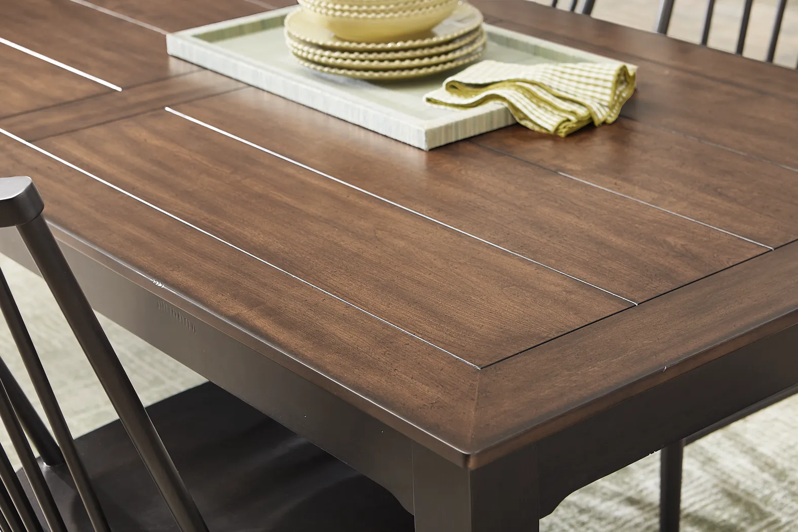 Northbrook Brown Cherry Finish 5 Pc Dining Room with Upholstered Chairs - Thumbnail - Image 3