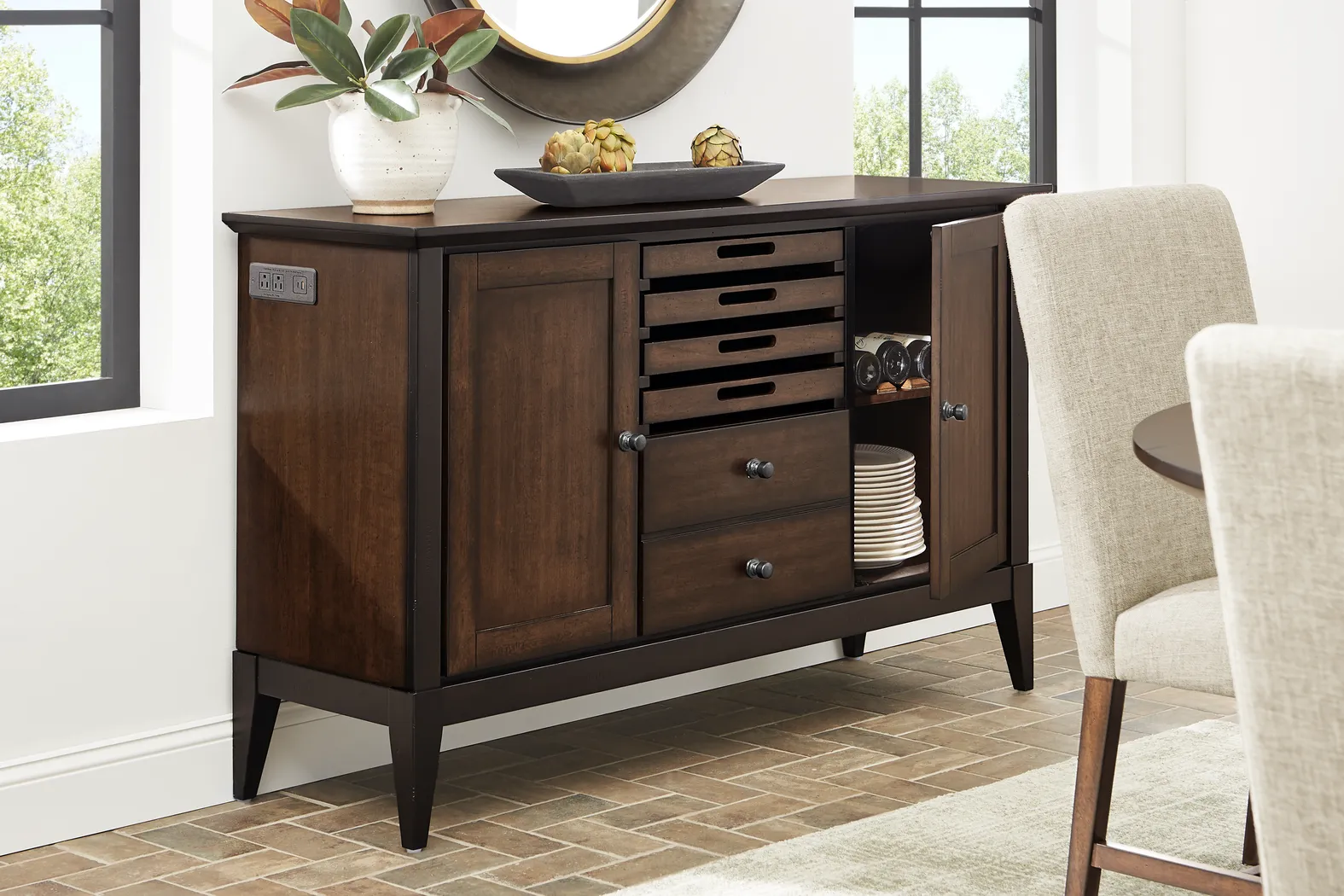 Northbrook Brown Cherry Finish Server - Thumbnail - Image 3