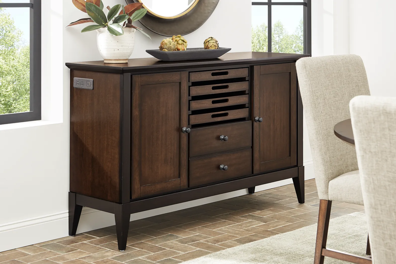 Northbrook Brown Cherry Finish Server - Thumbnail - Image 4