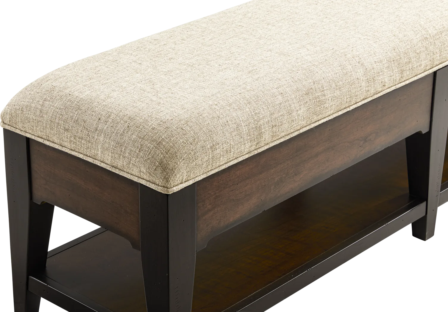Northbrook Brown Cherry Upholstered Storage Bench - Thumbnail - Image 4