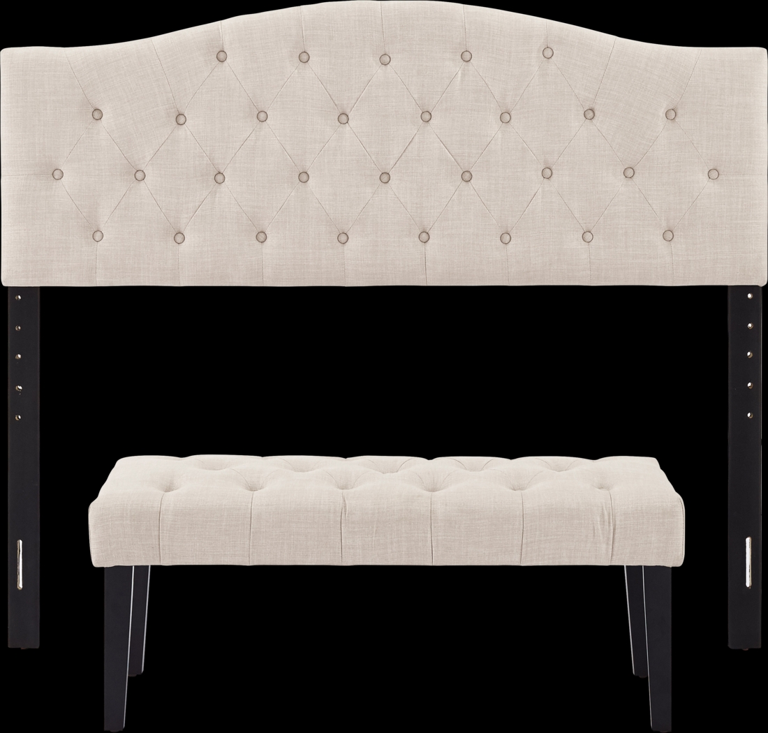 Northdale Beige Queen Upholstered Headboard and Bench - Thumbnail - Image 1