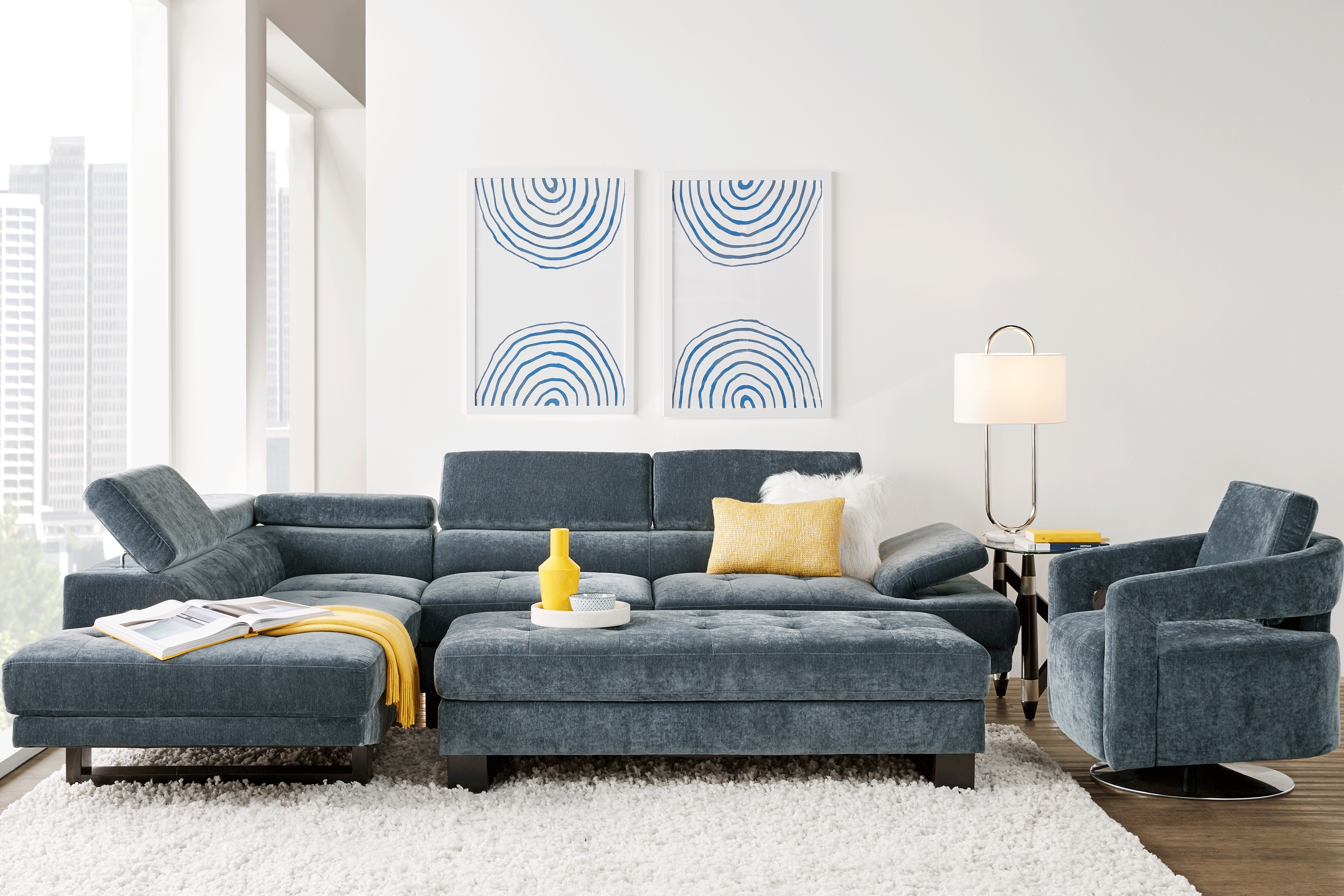 Northside Ocean 3 Pc Sectional Living Room - Thumbnail - Image 1