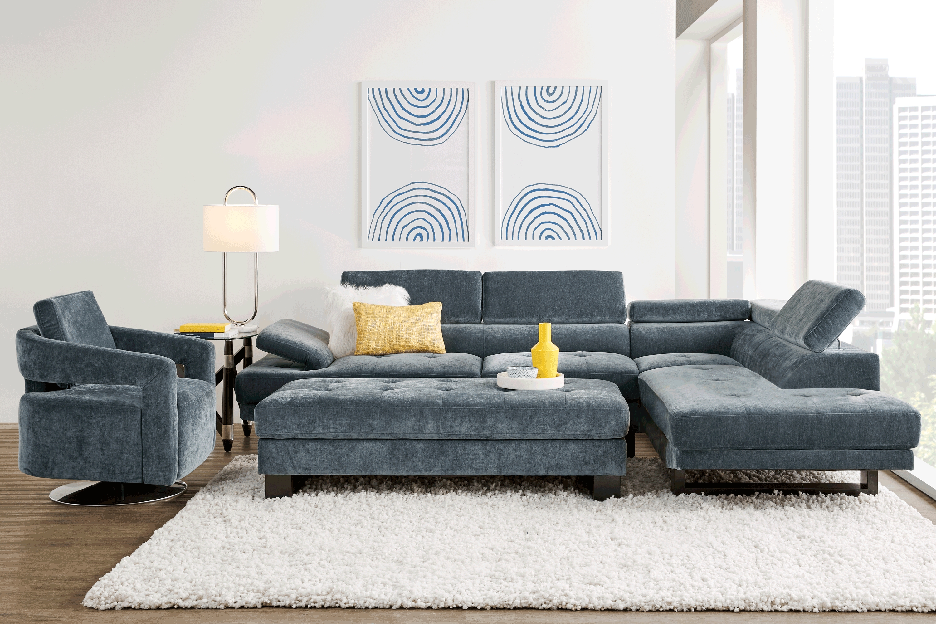 Northside Ocean 3 Pc Sectional Living Room - Thumbnail - Image 1