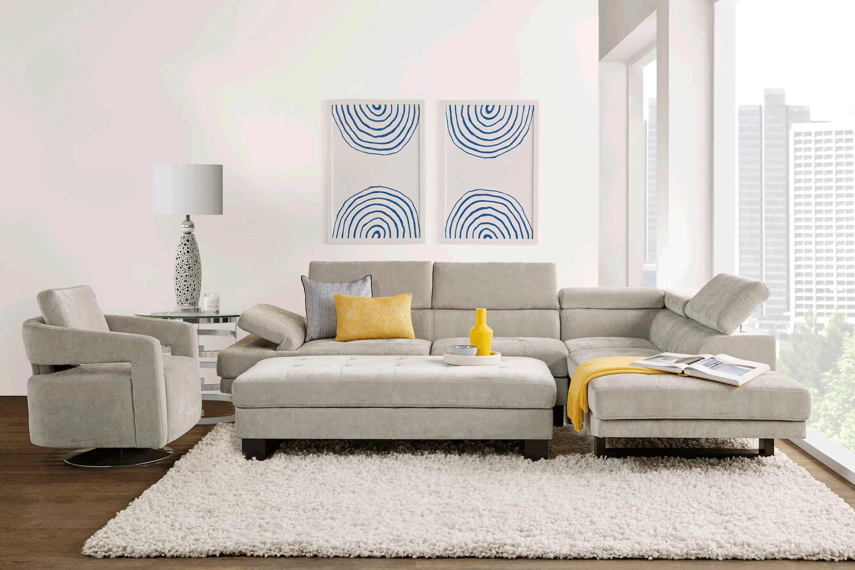 Northside Platinum 5 Pc Sectional Living Room - Thumbnail - Image 1