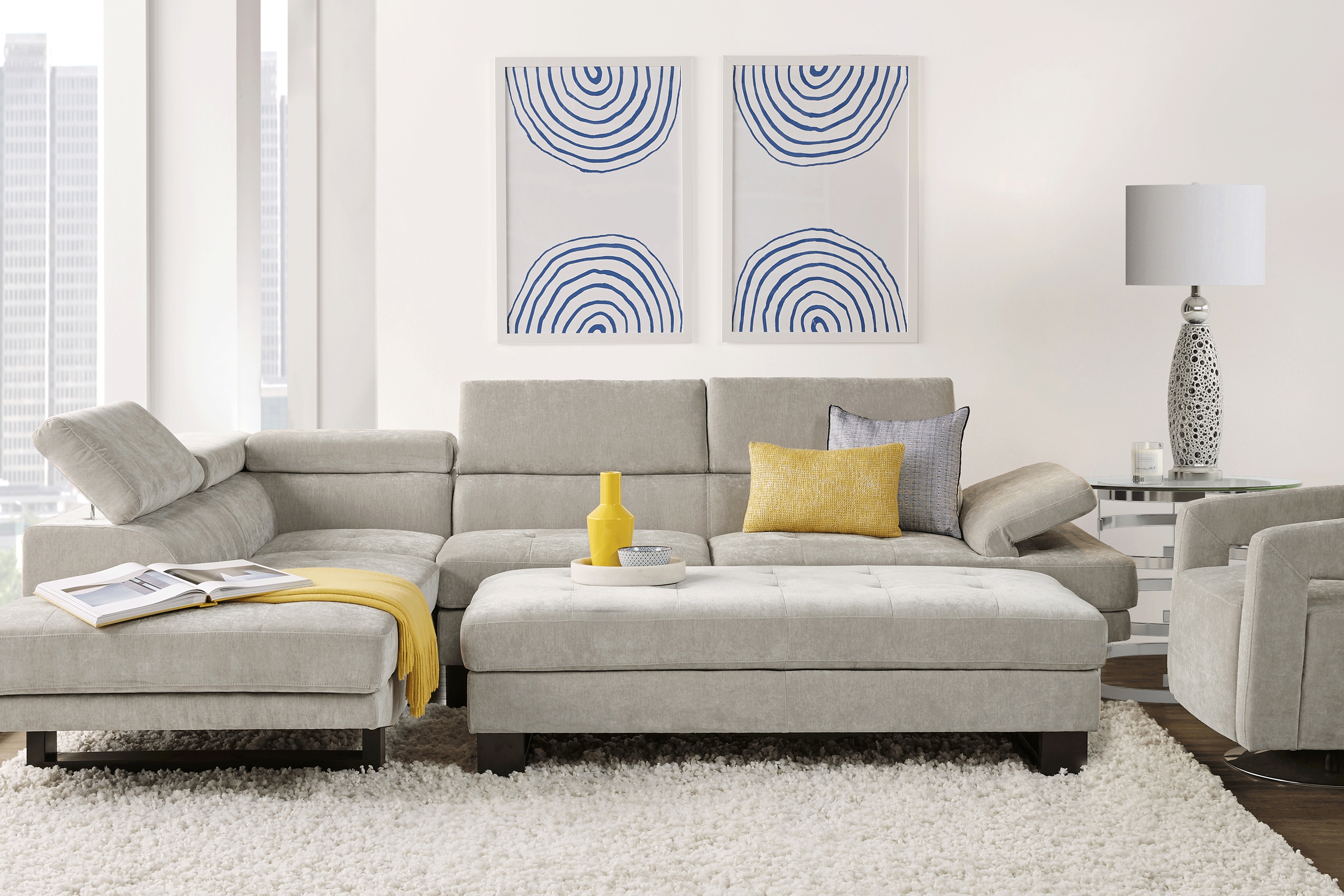 Northside Platinum 6 Pc Sectional Living Room - Thumbnail - Image 1