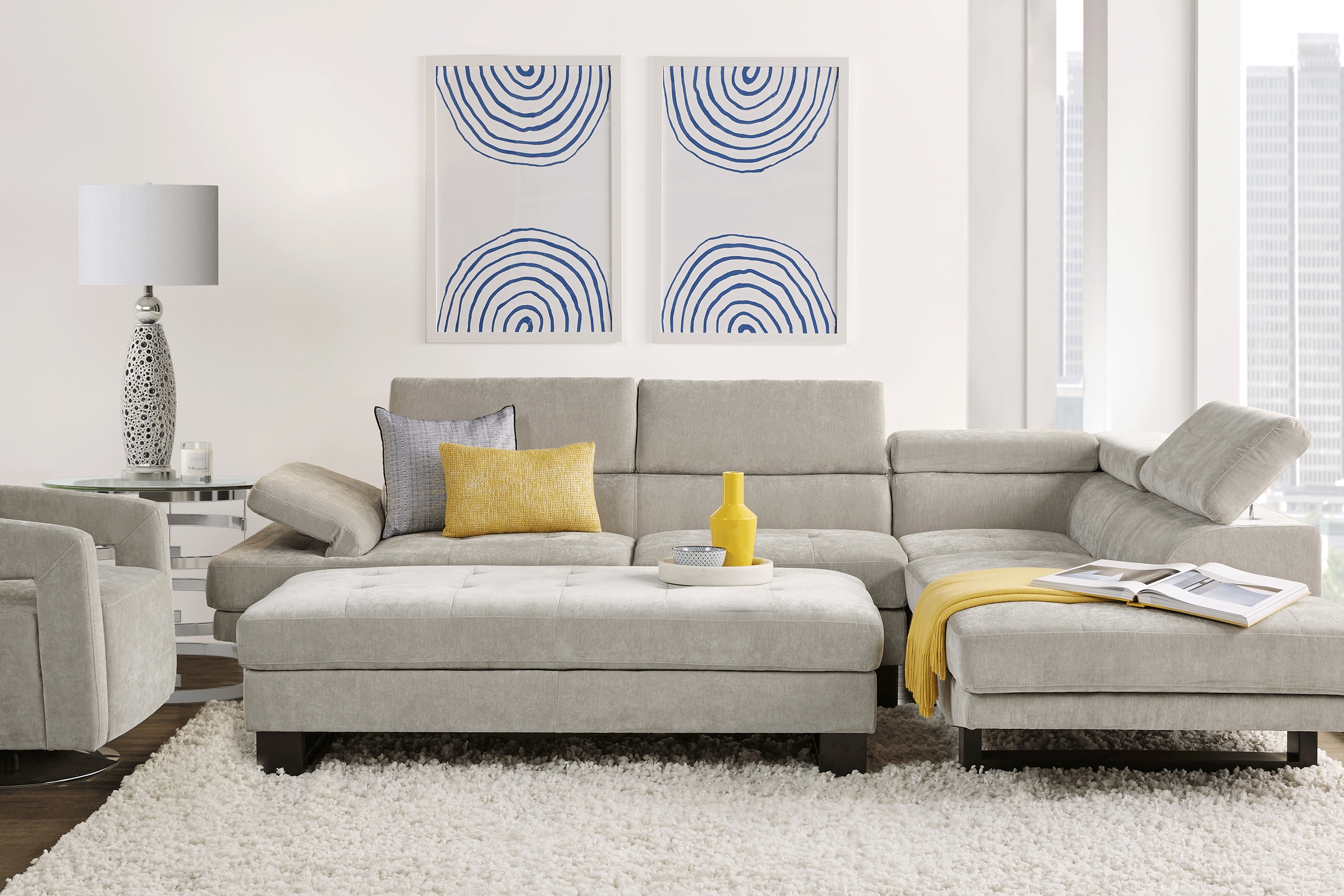 Northside Platinum 6 Pc Sectional Living Room - Thumbnail - Image 1