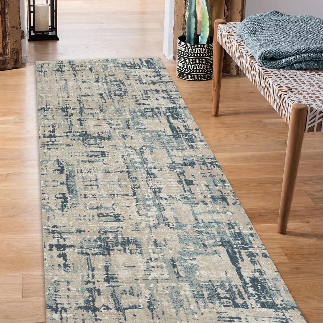 Nour Blue/Gray 2'6 x 8' Runner Rug - Thumbnail - Image 2