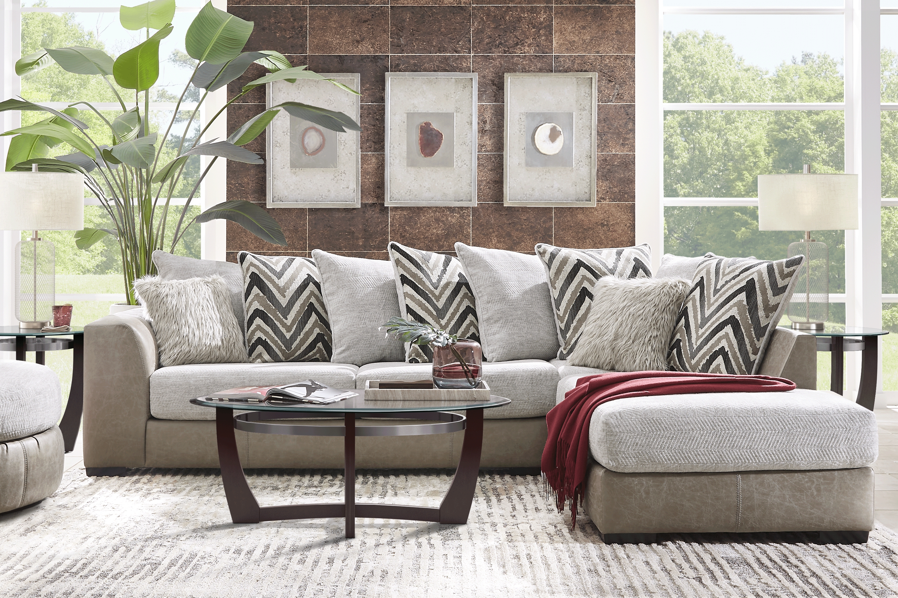 Novelia Beige 5 Pc Sectional Living Room - Thumbnail - Image 1