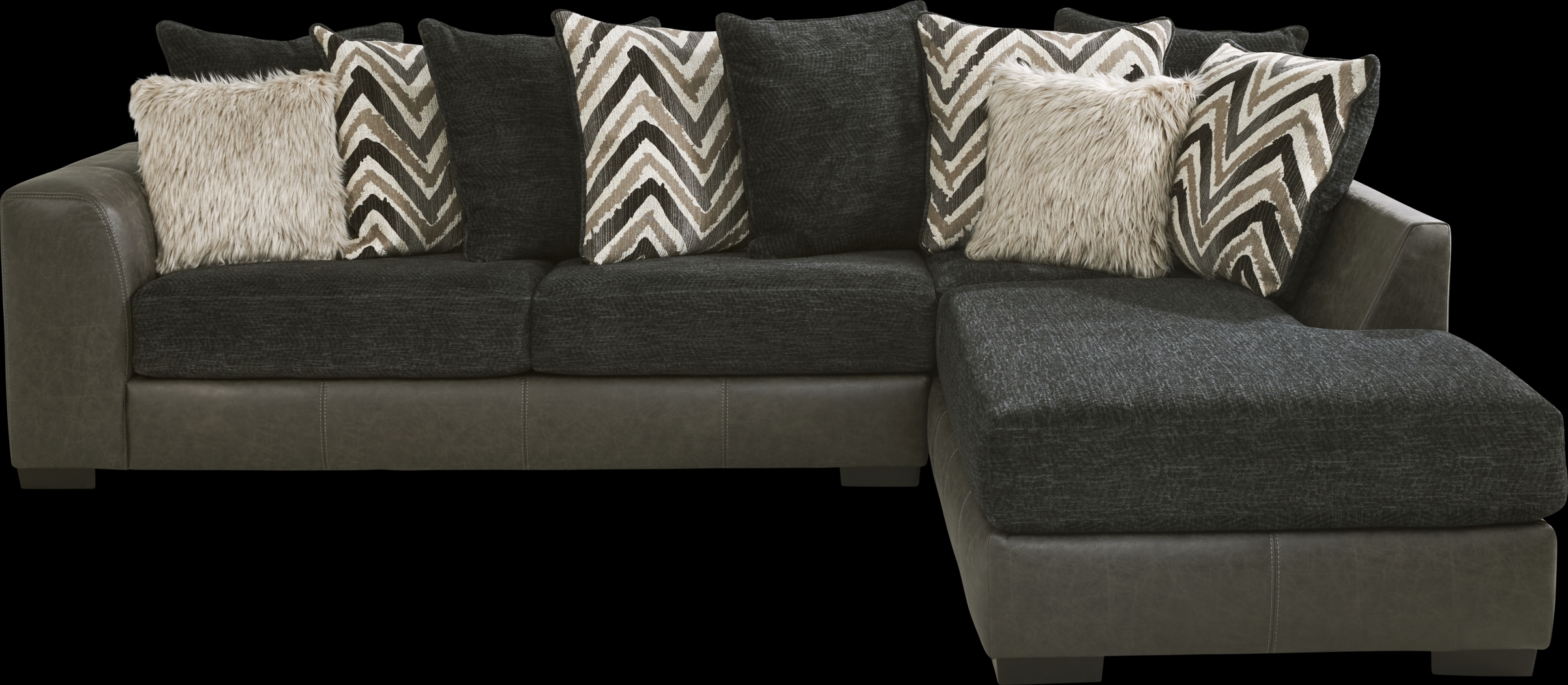 Novelia Black 6 Pc Sectional Living Room - Thumbnail - Image 2