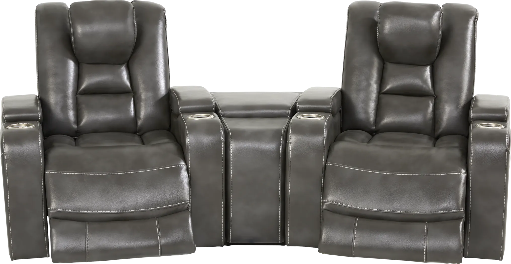 Novi Gray 6 Pc Dual Power Reclining Home Theater Sectional Living Room - Thumbnail - Image 3