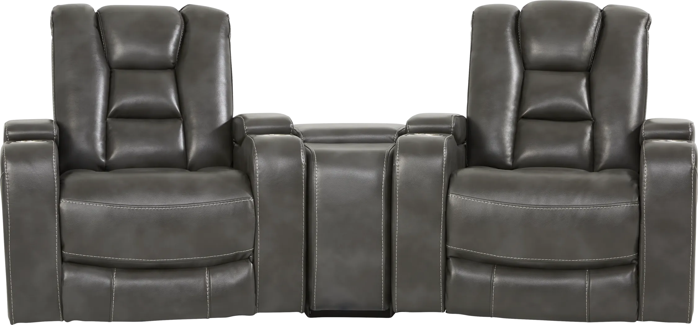 Novi Gray 6 Pc Dual Power Reclining Home Theater Sectional Living Room - Thumbnail - Image 4
