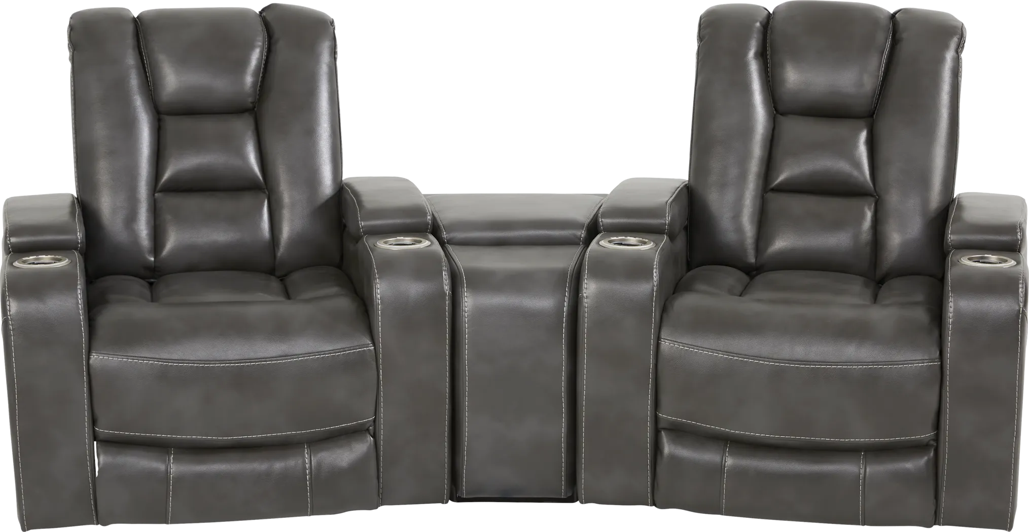 Novi Gray 6 Pc Dual Power Reclining Home Theater Sectional Living Room - Thumbnail - Image 2