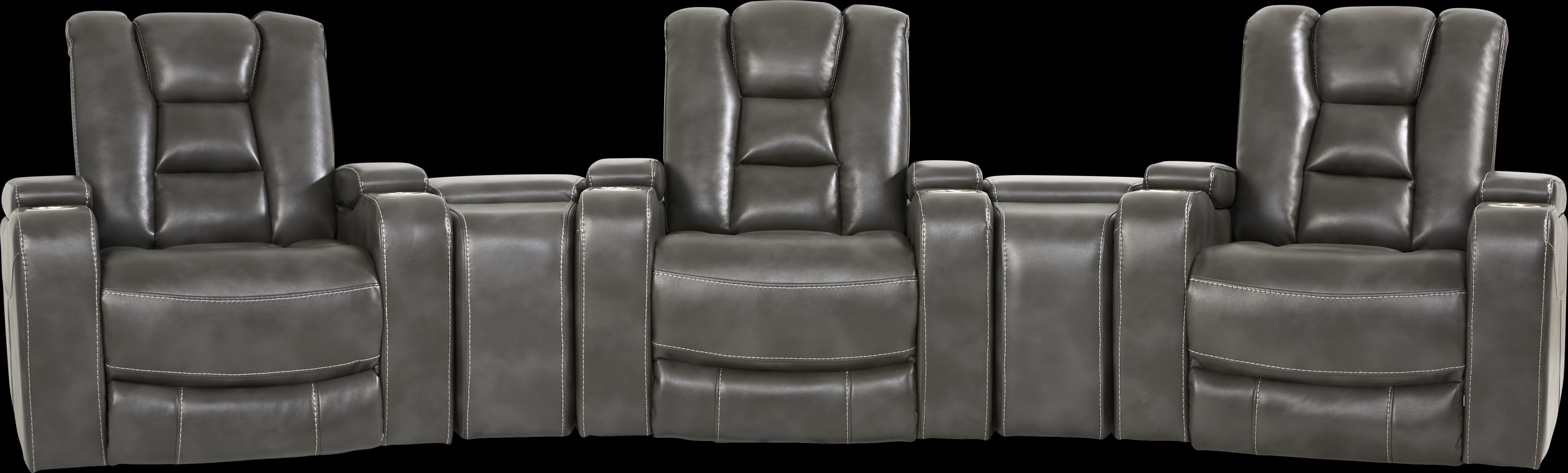 Novi Gray 5 Pc Dual Power Reclining Home Theater Sectional - Thumbnail - Image 4