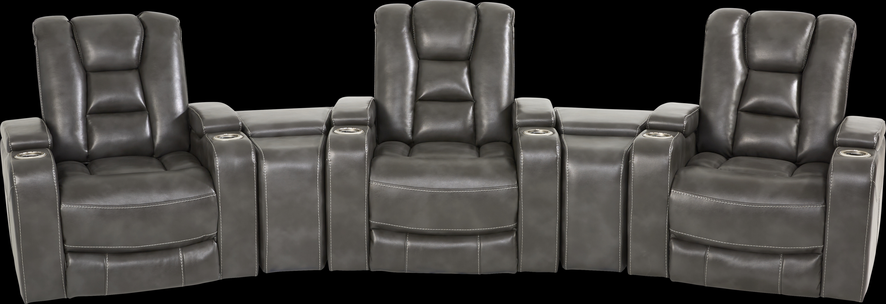 Novi Gray 5 Pc Dual Power Reclining Home Theater Sectional - Thumbnail - Image 1