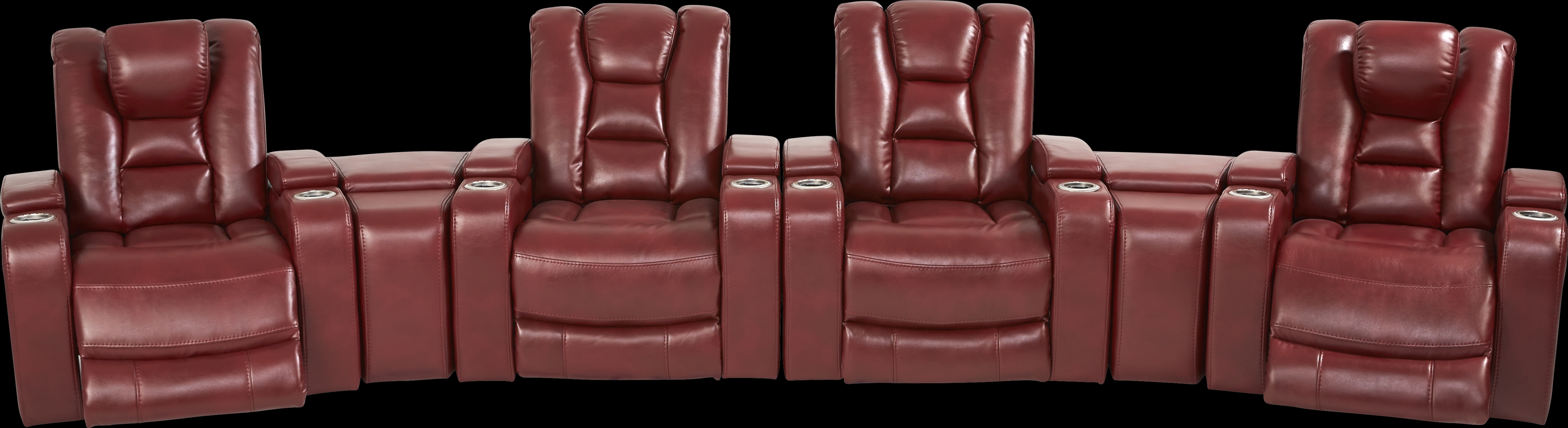 Novi Red 7 Pc Dual Power Reclining Home Theater Sectional - Thumbnail - Image 3