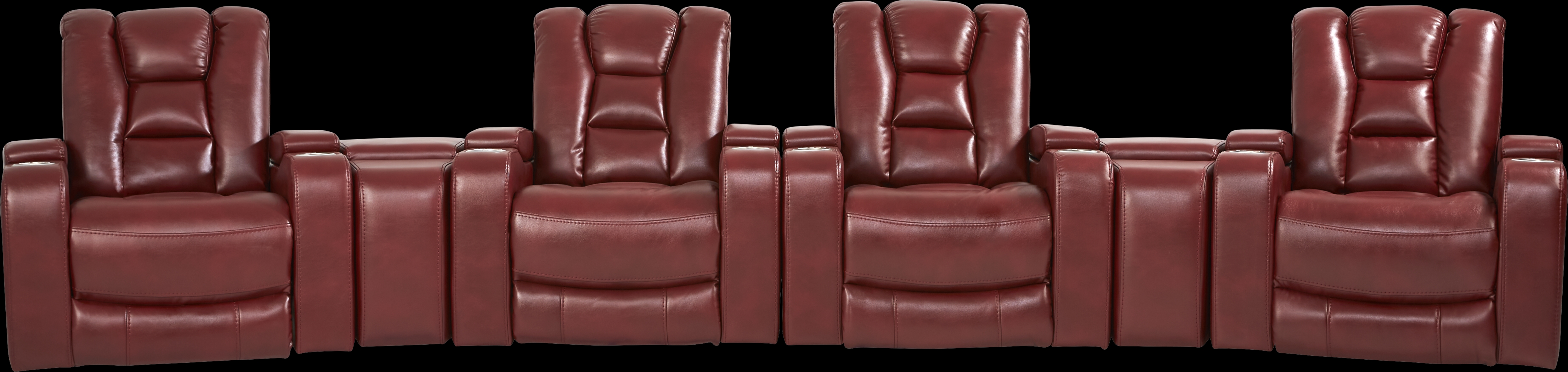 Novi Red 7 Pc Dual Power Reclining Home Theater Sectional - Thumbnail - Image 4