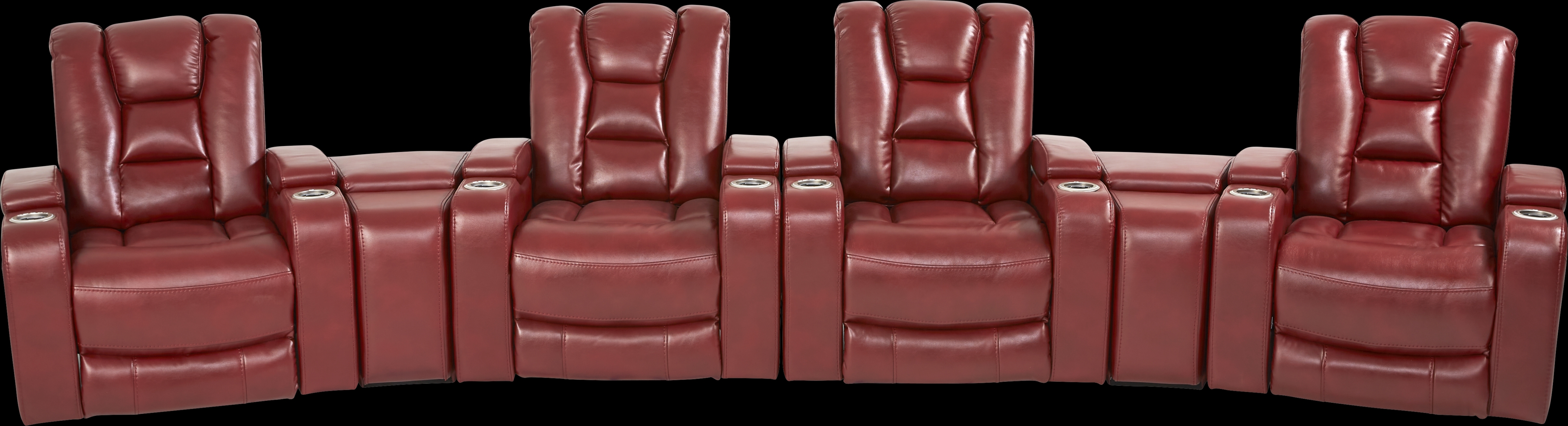 Novi Red 7 Pc Dual Power Reclining Home Theater Sectional - Thumbnail - Image 1