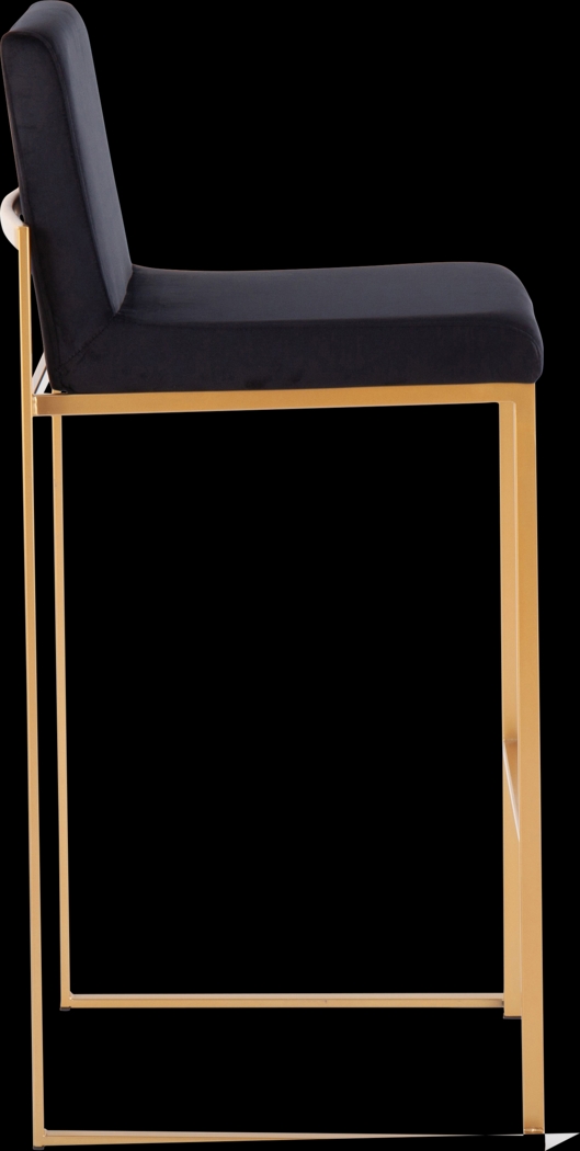 Nowotny Black Gold Velvet Barstool Set of 2 - Thumbnail - Image 3