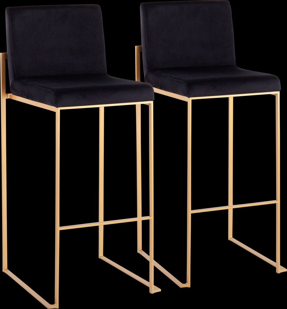 Nowotny Black Gold Velvet Barstool Set of 2 - Thumbnail - Image 1