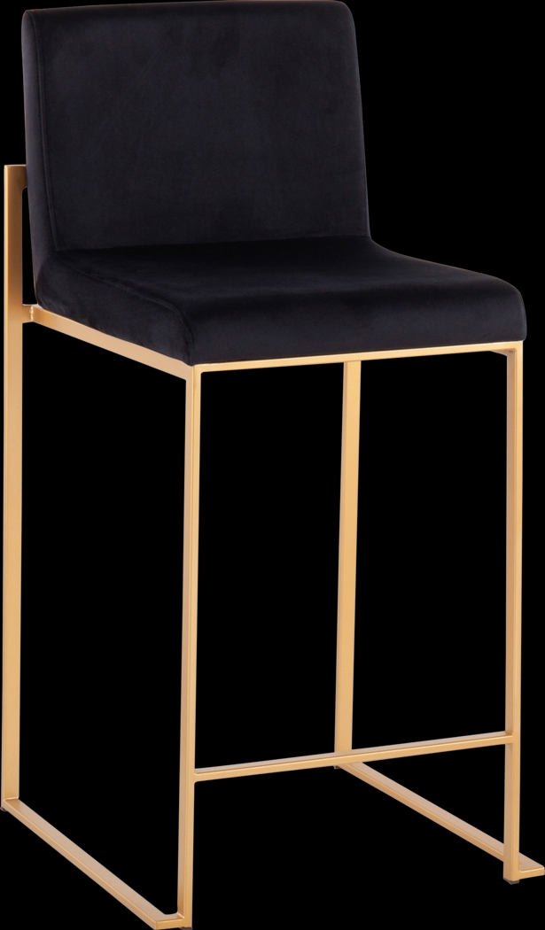 Nowotny Black Gold Velvet Counter Height Stool Set of 2 - Thumbnail - Image 2