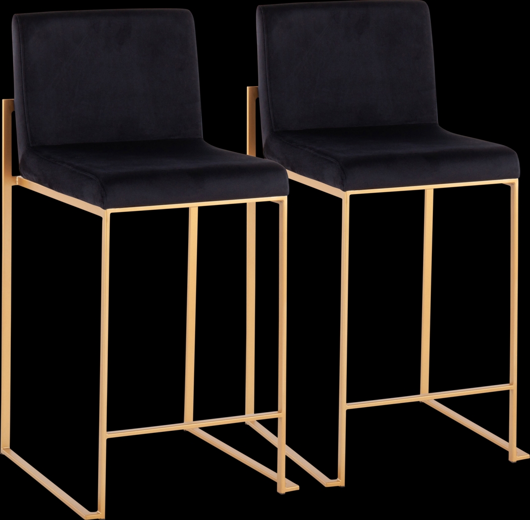 Nowotny Black Gold Velvet Counter Height Stool Set of 2 - Thumbnail - Image 1