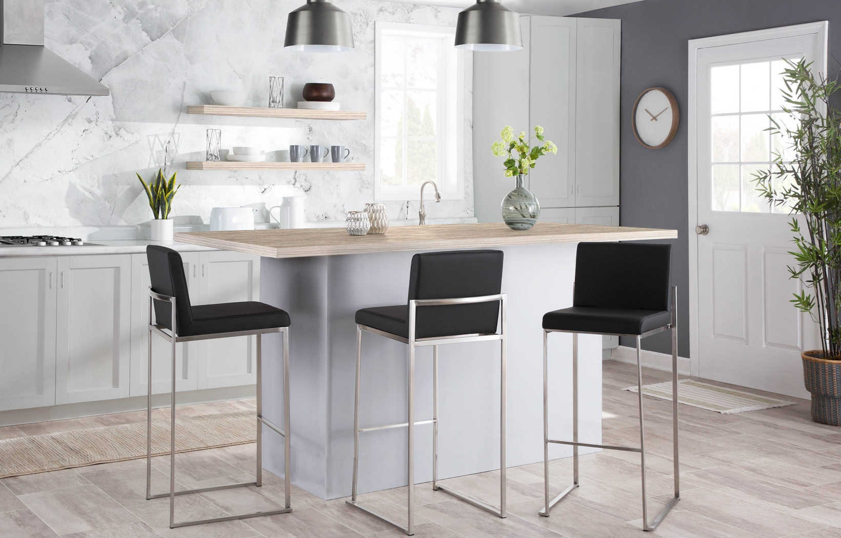 Nowotny Black Silver Barstool Set of 2 - Thumbnail - Image 8