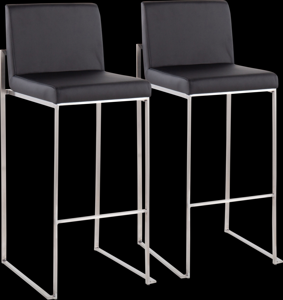 Nowotny Black Silver Barstool Set of 2 - Thumbnail - Image 1