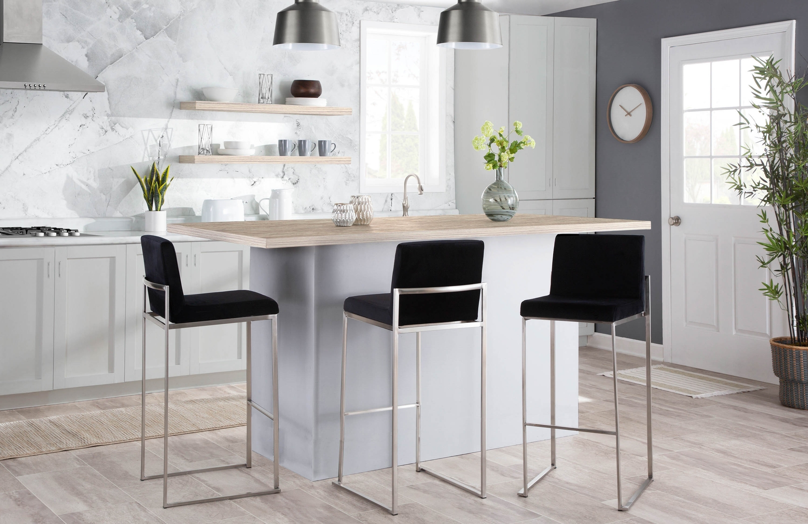 Nowotny Black Silver Barstool Set of 2 - Thumbnail - Image 8