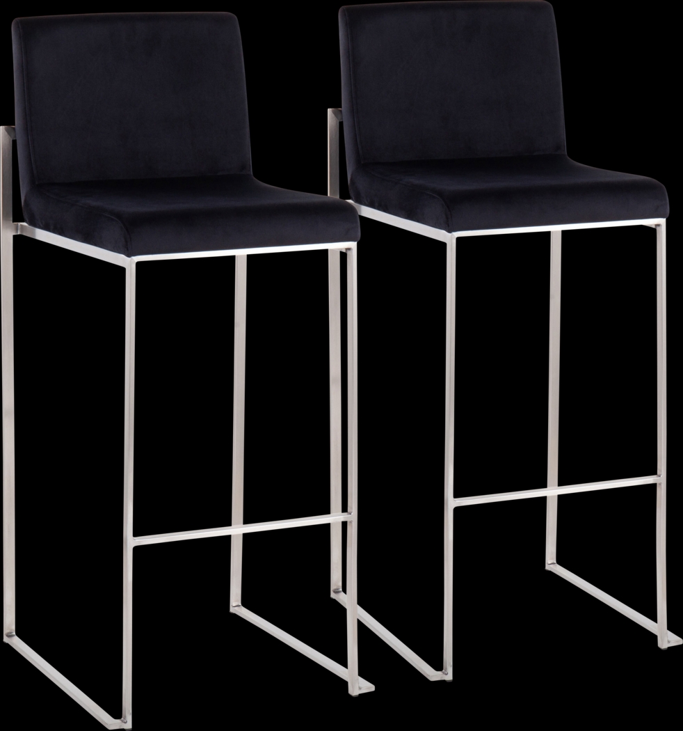 Nowotny Black Silver Barstool Set of 2 - Thumbnail - Image 1