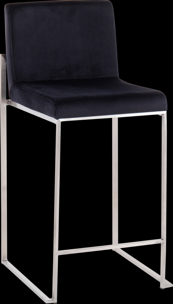 Nowotny Black Silver Velvet Counter Height Stool Set of 2 - Thumbnail - Image 2