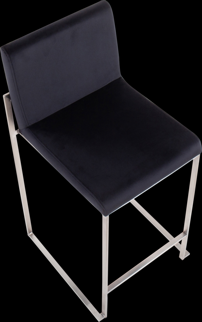 Nowotny Black Silver Velvet Counter Height Stool Set of 2 - Thumbnail - Image 7