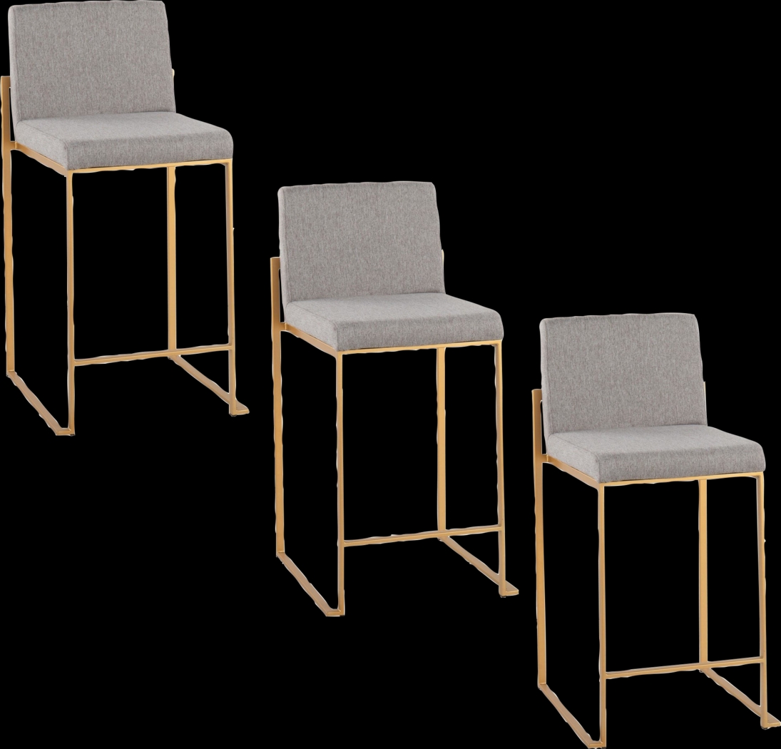 Nowotny Gray Counter Height Stool, Set of 3 - Thumbnail - Image 1