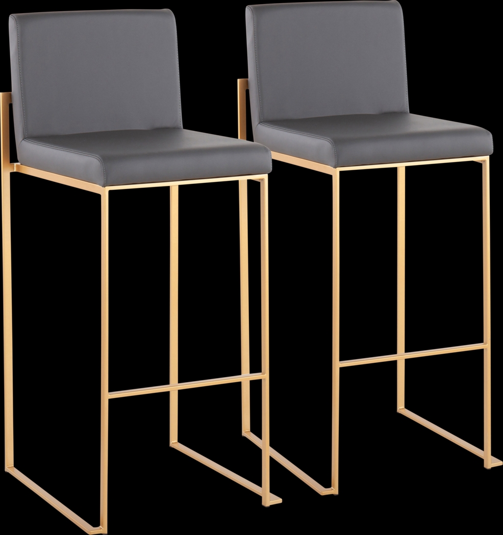 Nowotny Gray Gold Barstool Set of 2 - Thumbnail - Image 1