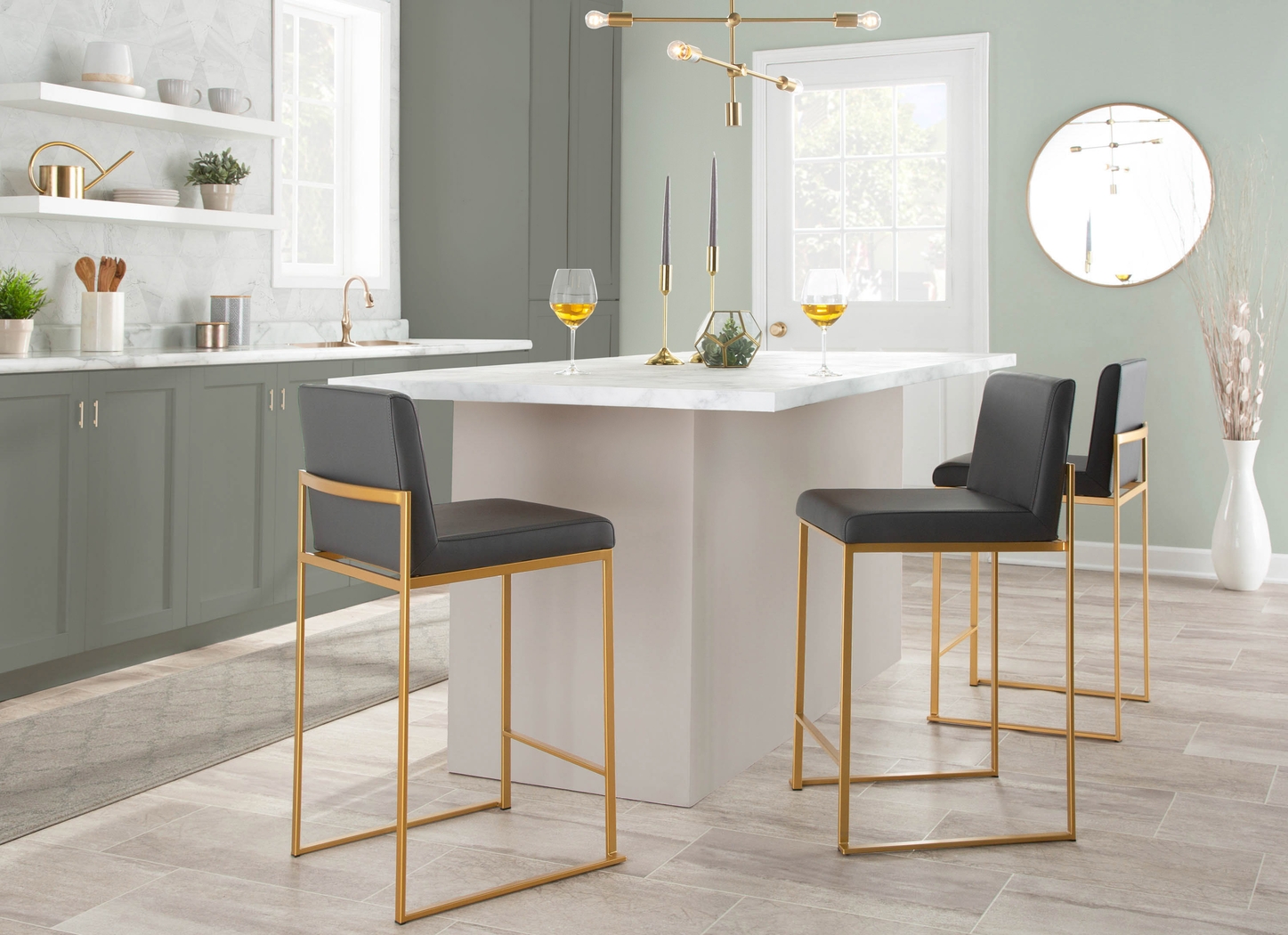 Nowotny Gray Gold Counter Height Stool Set of 2 - Thumbnail - Image 8