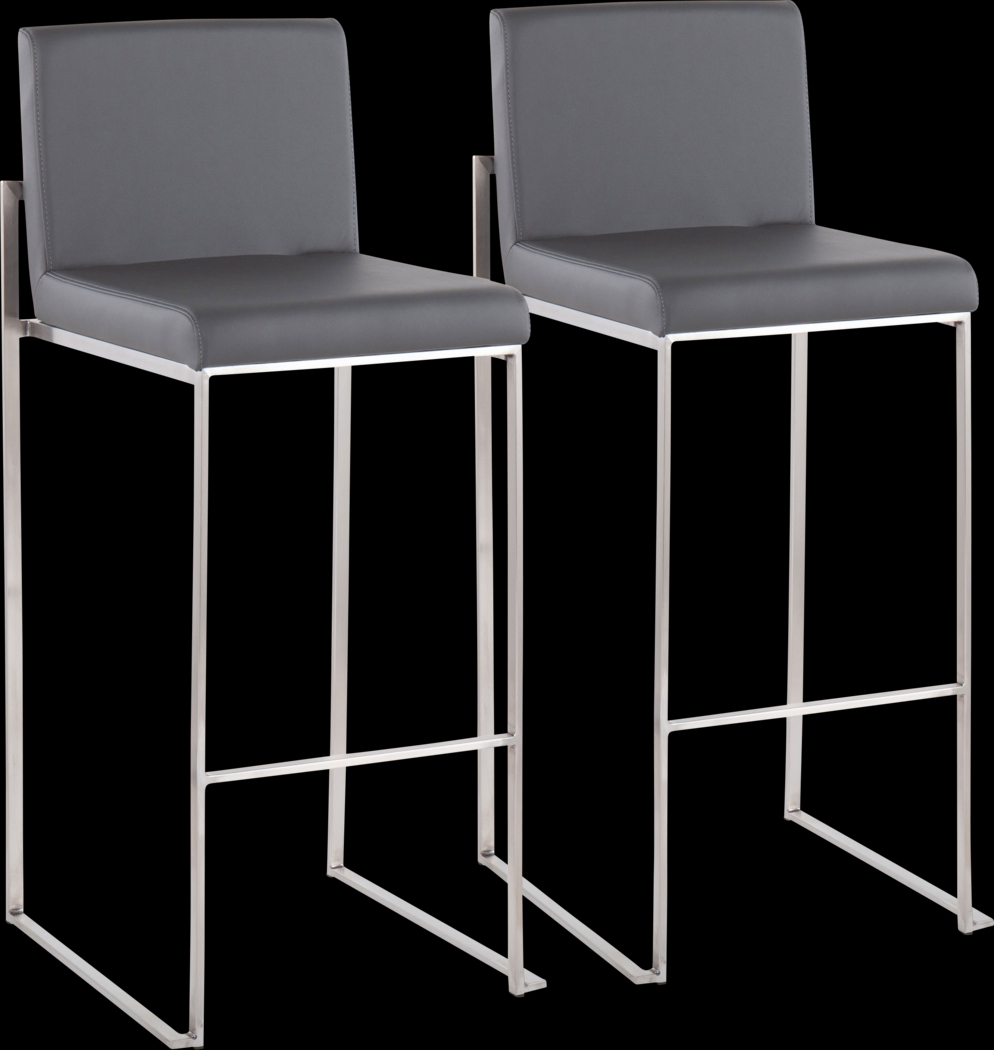 Nowotny Gray Silver Barstool Set of 2 - Thumbnail - Image 1