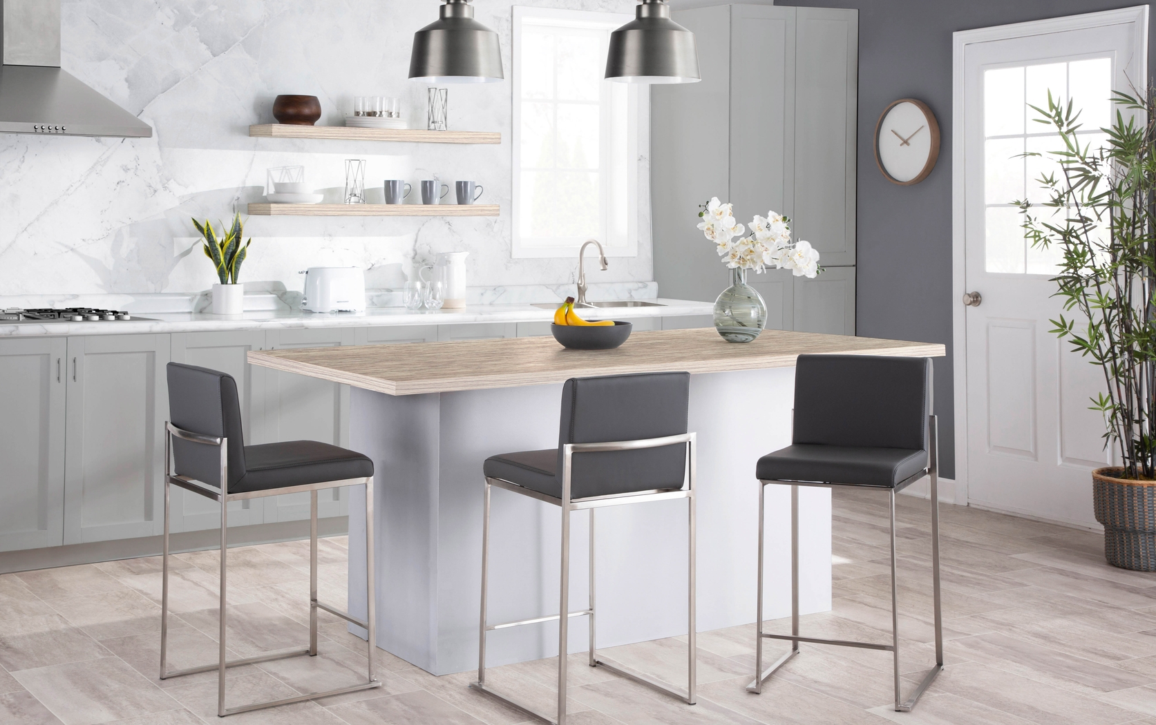 Nowotny Gray Silver Counter Height Stool Set of 2 - Thumbnail - Image 10