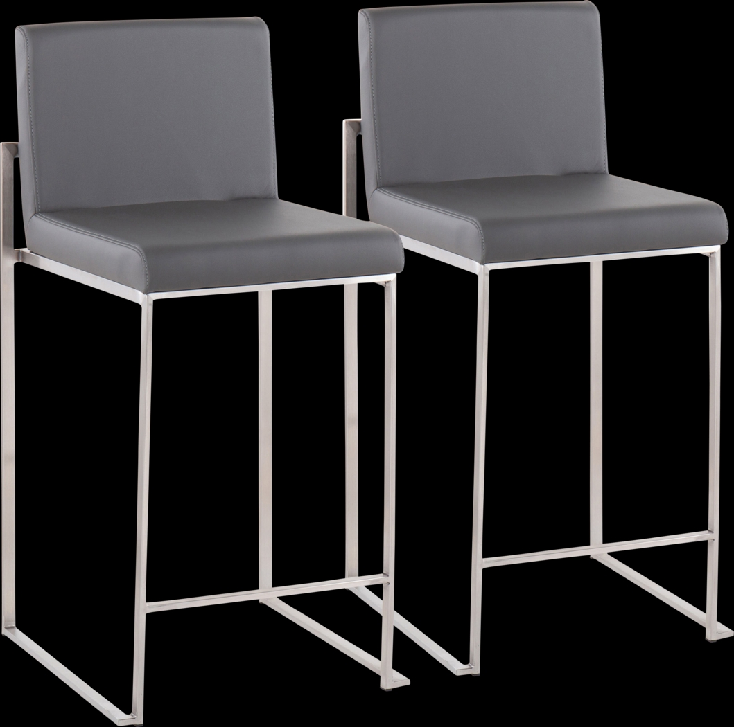 Nowotny Gray Silver Counter Height Stool Set of 2 - Thumbnail - Image 1
