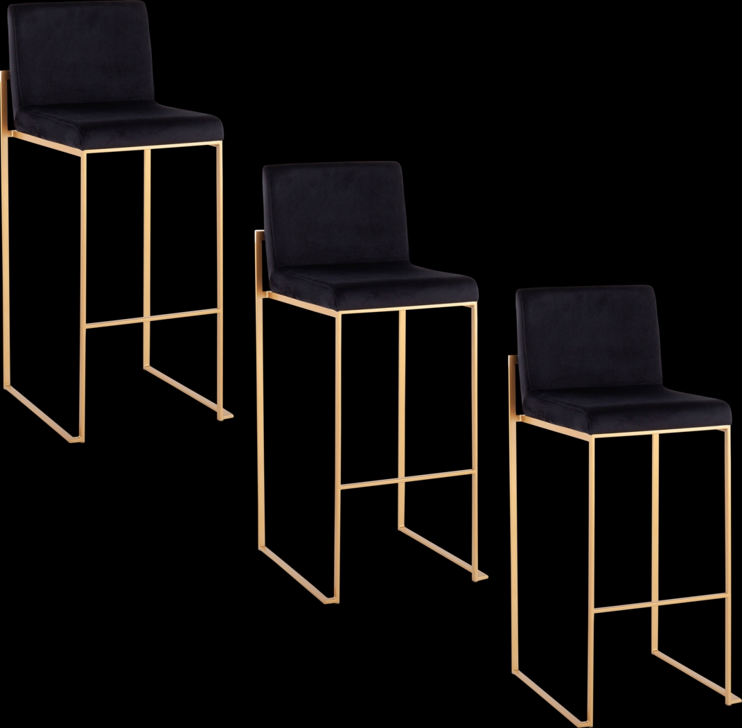 Nowotny II Black Barstool, Set of 3 - Thumbnail - Image 1