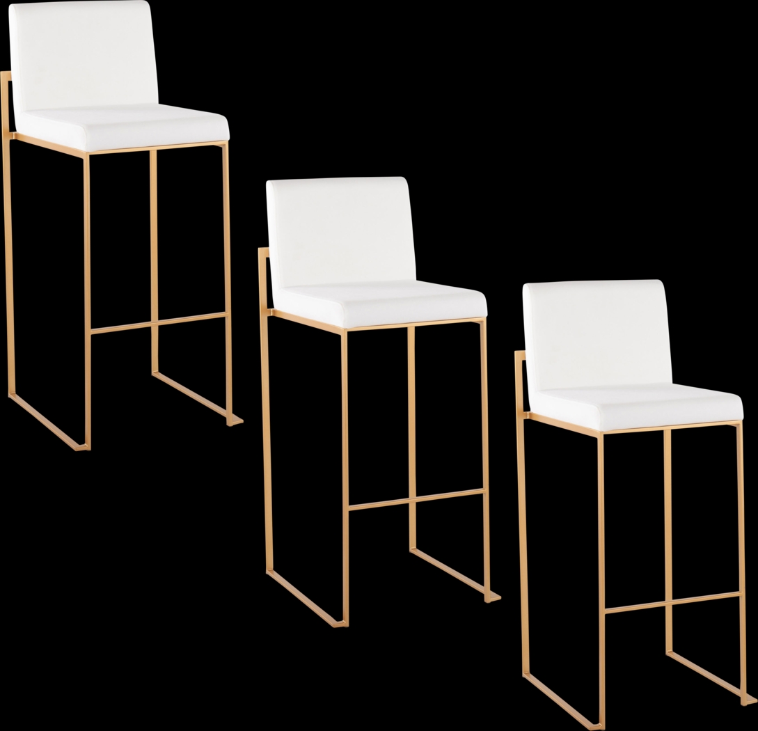 Nowotny II White Barstool, Set of 3 - Thumbnail - Image 1