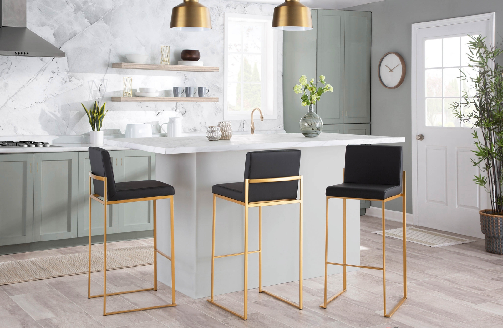 Nowotny III Black Barstool, Set of 3 - Thumbnail - Image 2