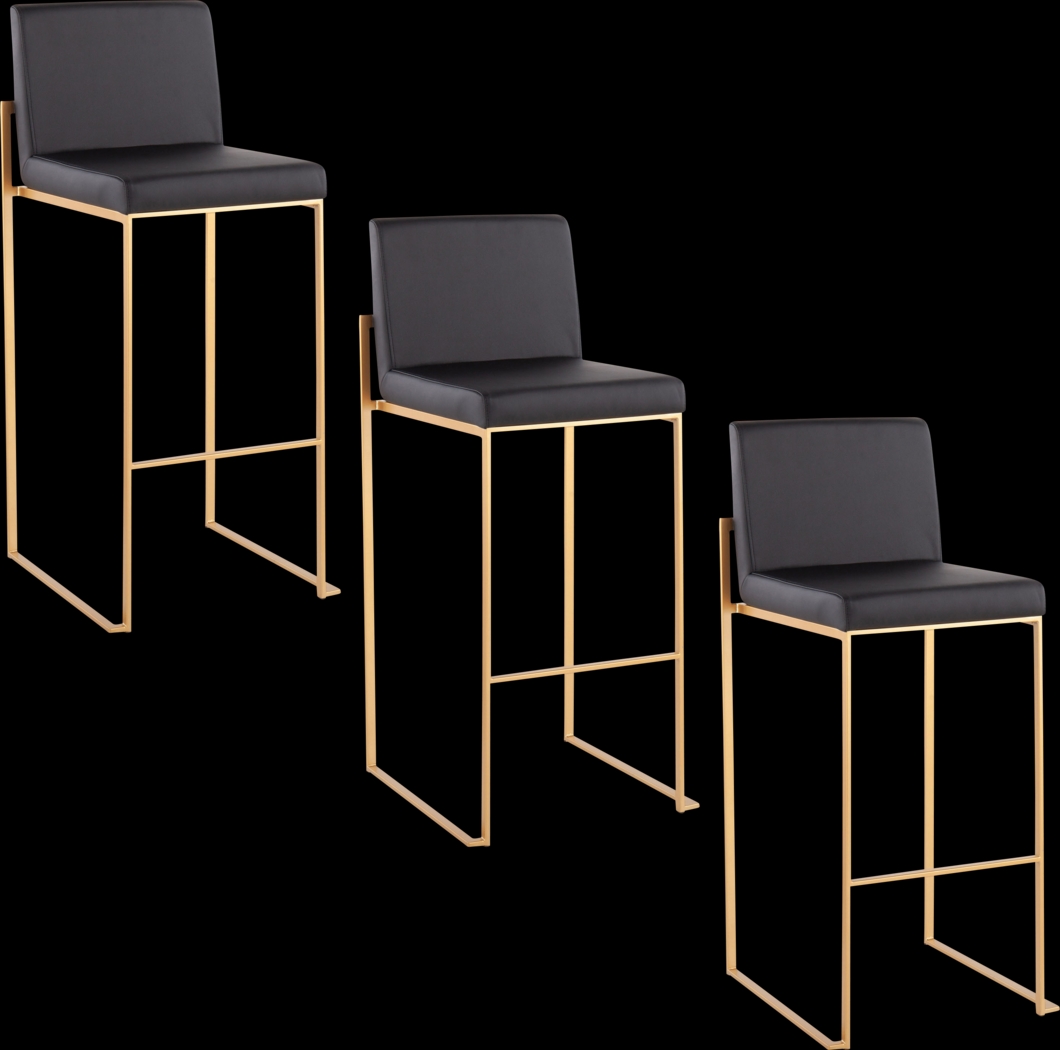 Nowotny III Black Barstool, Set of 3 - Thumbnail - Image 1