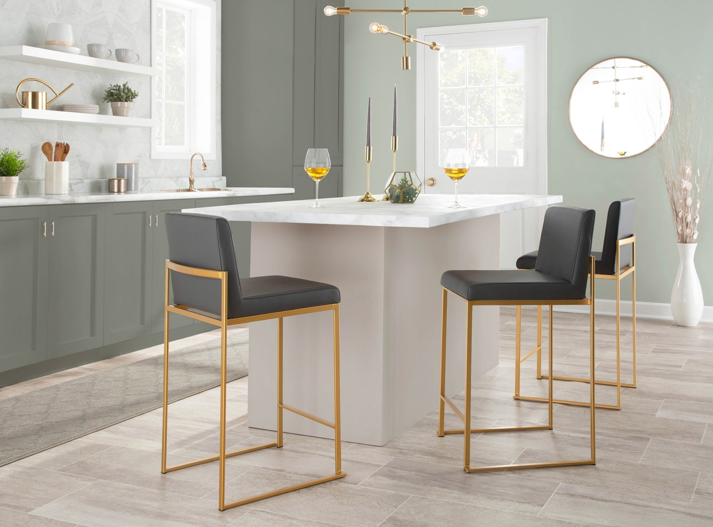 Nowotny III Gray Counter Height Stool, Set of 3 - Thumbnail - Image 2