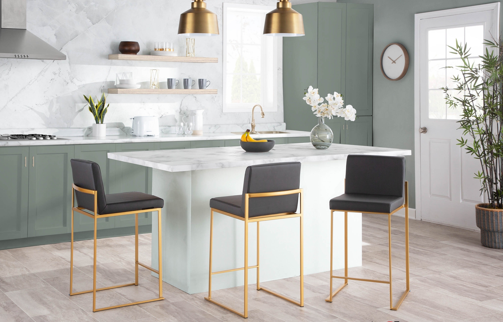 Nowotny III Gray Counter Height Stool, Set of 3 - Thumbnail - Image 3